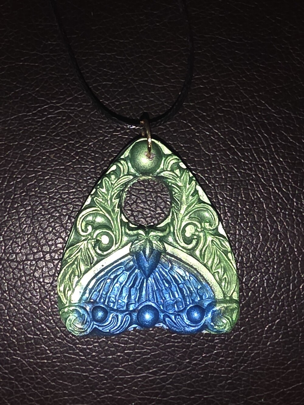 Oujia Board Planchette Pendant On 18" Cord Necklace